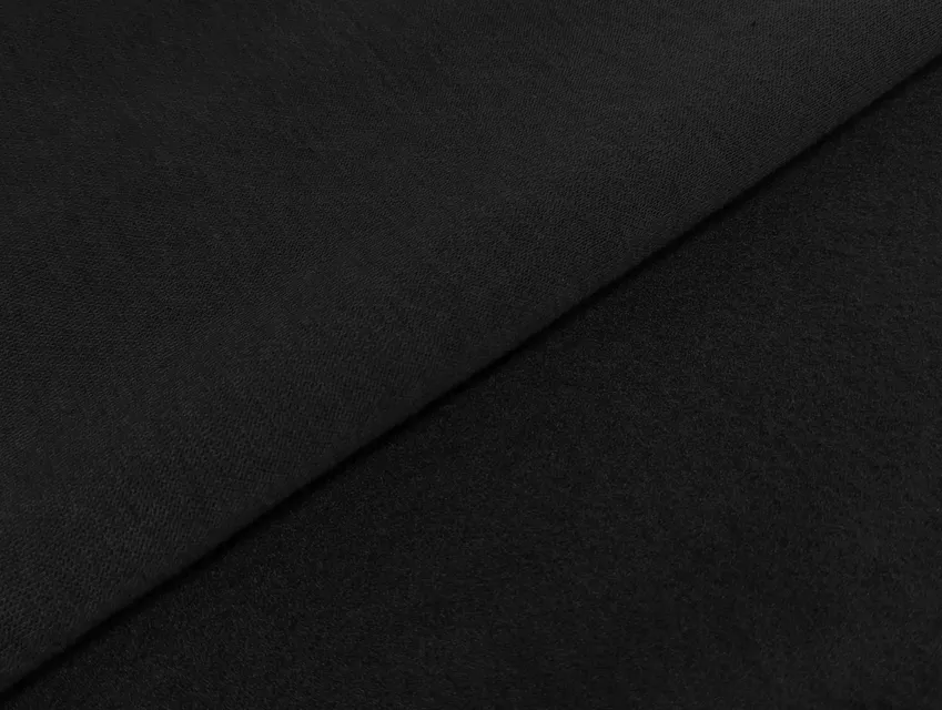 Трикотаж на флисе черный (отрез 1,1 м) - фото 1 - интернет-магазин tkani-atlas.com.ua