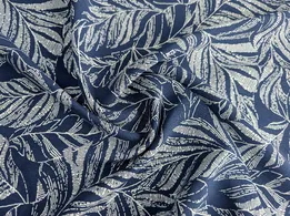 Штапель шелковистый лиственный дуэт, темно-синий (отрез 0,6 м) - интернет-магазин tkani-atlas.com.ua