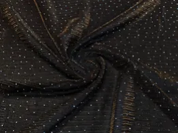Сетка со стразами полоска, золото на черном (отрез 0,6 м) - интернет-магазин tkani-atlas.com.ua