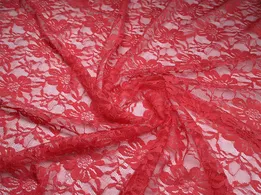 Гипюр цветочный цветочная сказка, коралл (отрез 1,4 м) - интернет-магазин tkani-atlas.com.ua