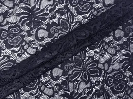 Гіпюр стрейч Класика квіткова фантазія, темно-синій (відріз 1,5 м) - інтернет-магазин tkani-atlas.com.ua