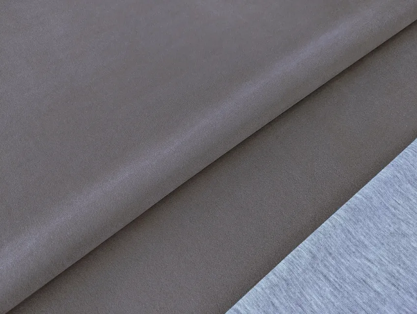 Замша на трикотажі сіро-ліловий (відріз 2,6 м) - фото 1 - інтернет-магазин tkani-atlas.com.ua