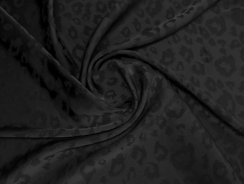 Костюмная Бель жаккард леопард, черный (отрез 0,7 м) - фото 1 - интернет-магазин tkani-atlas.com.ua