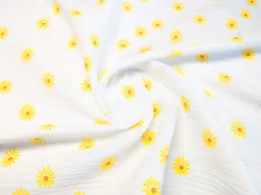 Муслін малюнок ромашка, молочний (відріз 2,7 м) - інтернет-магазин tkani-atlas.com.ua