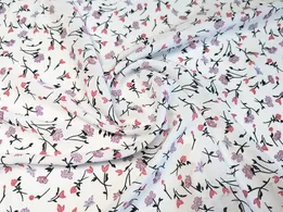 Креп шифон цветочная россыпь, молочный (отрез 1,5 м) - интернет-магазин tkani-atlas.com.ua