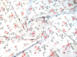 Креп шифон цветочки на веточке, молочный (отрез 1,5 м) - интернет-магазин tkani-atlas.com.ua