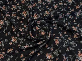 Креп шифон квіточки на гілочці, чорний (відріз 1,5 м) - інтернет-магазин tkani-atlas.com.ua