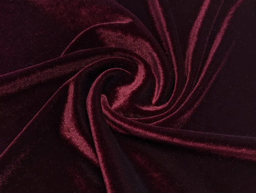 Оксамит стрейч Венеція бордовий (відріз 1 м) - фото 1 - інтернет-магазин tkani-atlas.com.ua