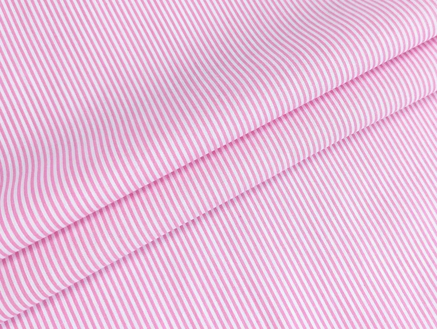 Коттон рубашка полоска 1 мм, белый с розовым - фото 1 - интернет-магазин tkani-atlas.com.ua