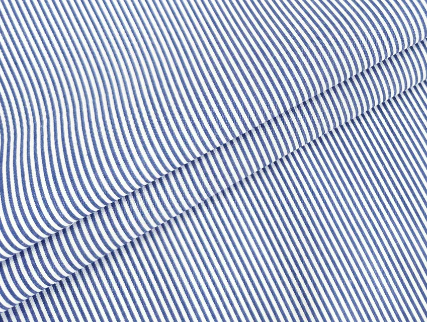 Коттон рубашка полоска 1 мм, синий с белым - фото 1 - интернет-магазин tkani-atlas.com.ua