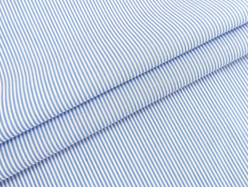 Коттон рубашка полоска 1 мм, голубой с белым - фото 1 - интернет-магазин tkani-atlas.com.ua