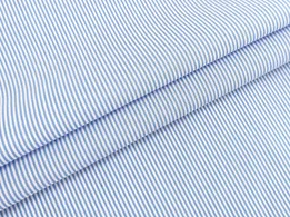Коттон рубашка полоска 1 мм, голубой с белым - интернет-магазин tkani-atlas.com.ua