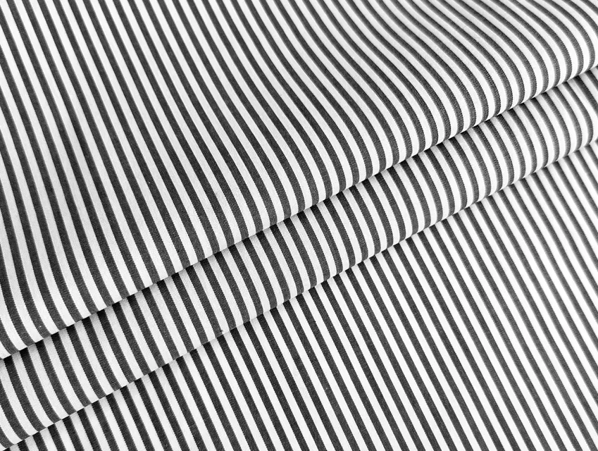 Коттон рубашка полоска 2,5 мм, черный с белым - фото 1 - интернет-магазин tkani-atlas.com.ua