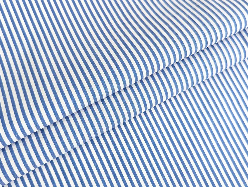 Коттон рубашка полоска 2,5 мм, синий джинсовый - фото 1 - интернет-магазин tkani-atlas.com.ua