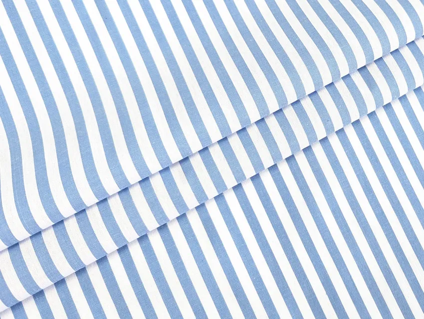 Коттон рубашка полоска 5 мм, голубой с белым - фото 1 - интернет-магазин tkani-atlas.com.ua