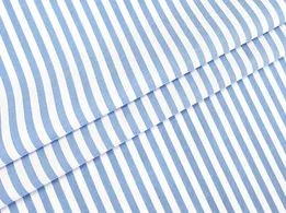 Коттон рубашка полоска 5 мм, голубой с белым - интернет-магазин tkani-atlas.com.ua