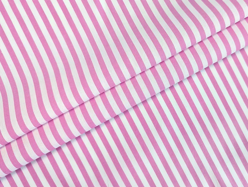 Коттон рубашка полоска 5 мм, белый с розовым - фото 1 - интернет-магазин tkani-atlas.com.ua
