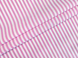 Коттон рубашка полоска 5 мм, белый с розовым - интернет-магазин tkani-atlas.com.ua