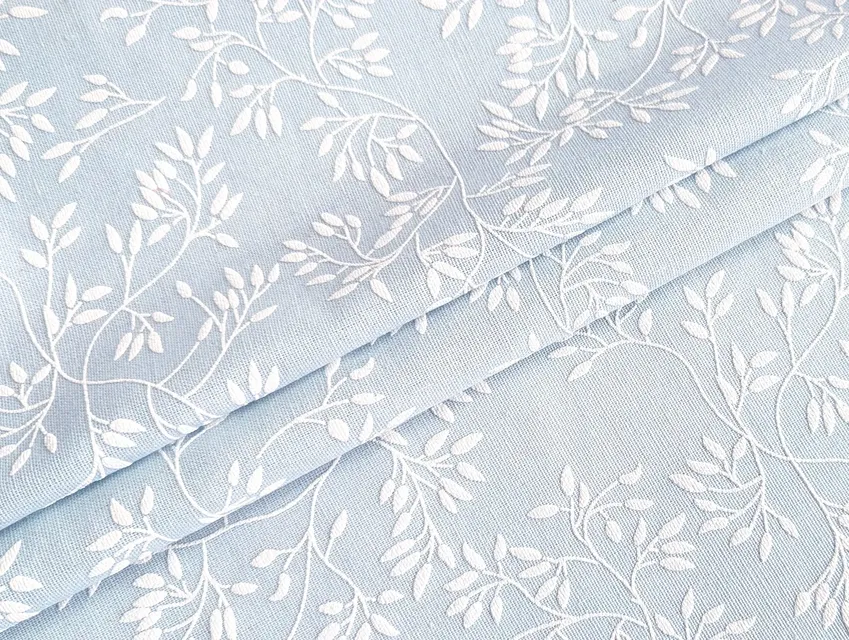 Льон котон лакр листяне плетіння, запорошений блакитний - фото 1 - інтернет-магазин tkani-atlas.com.ua