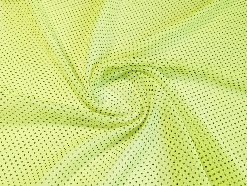 Шифон малюнок горошки, жовтий (відріз 2 м) - фото 1 - інтернет-магазин tkani-atlas.com.ua