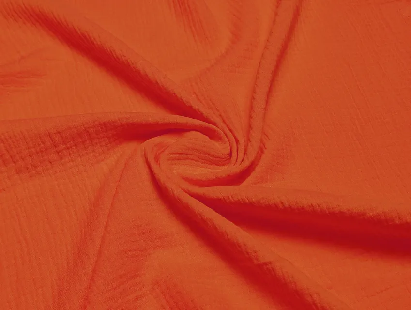 Муслин двухслойный оранжевый (отрез 2 м) - фото 1 - интернет-магазин tkani-atlas.com.ua