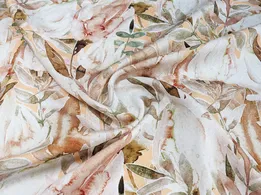 Шовк віскоза листяна казка, бежево-оливковий (відріз 2,5 м) - інтернет-магазин tkani-atlas.com.ua