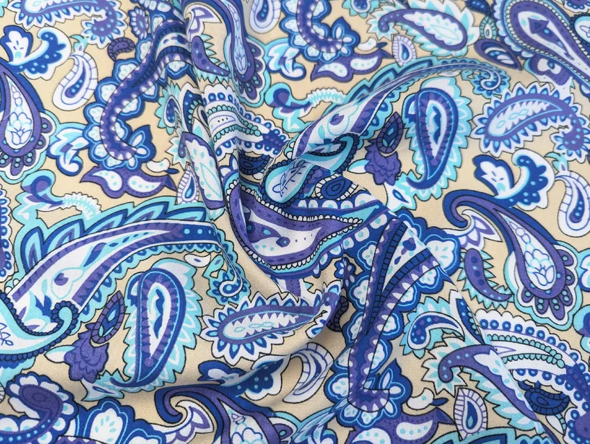 Штапель шовковистий східний огірок, бірюзово-блакитний (відріз 1,7 м) - фото 1 - інтернет-магазин tkani-atlas.com.ua