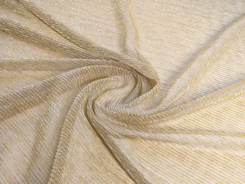Сітка гофре з люрексом світле золото (відріз 1,4 м) - фото 1 - інтернет-магазин tkani-atlas.com.ua