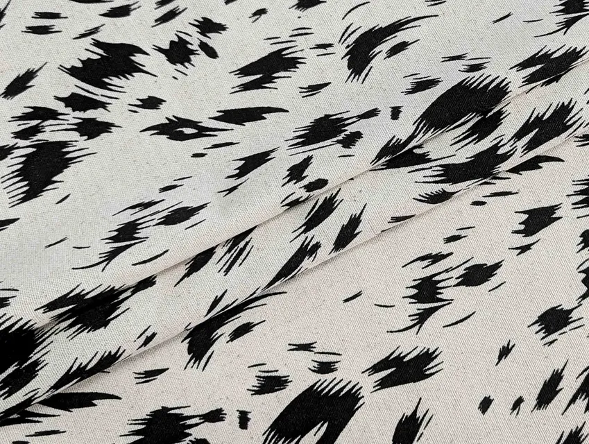 Льон з віскозою ягуар, чорний на бежевому - фото 1 - інтернет-магазин tkani-atlas.com.ua