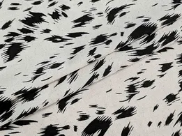 Льон з віскозою ягуар, чорний на бежевому - інтернет-магазин tkani-atlas.com.ua