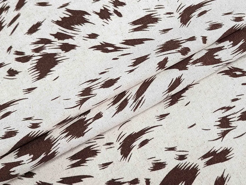 Лен с вискозой ягуар, коричневый на бежевом - фото 1 - интернет-магазин tkani-atlas.com.ua