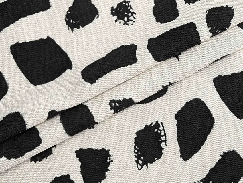 Лен с вискозой пятнистый, черный на бежевом - фото 1 - интернет-магазин tkani-atlas.com.ua
