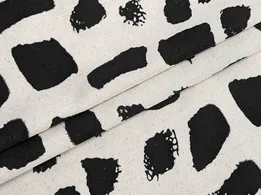 Лен с вискозой пятнистый, черный на бежевом - интернет-магазин tkani-atlas.com.ua