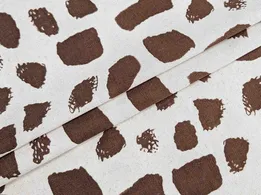 Лен с вискозой пятнистый, коричневый на бежевом - интернет-магазин tkani-atlas.com.ua