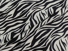 Льон з віскозою зебра, чорний на бежевому - інтернет-магазин tkani-atlas.com.ua