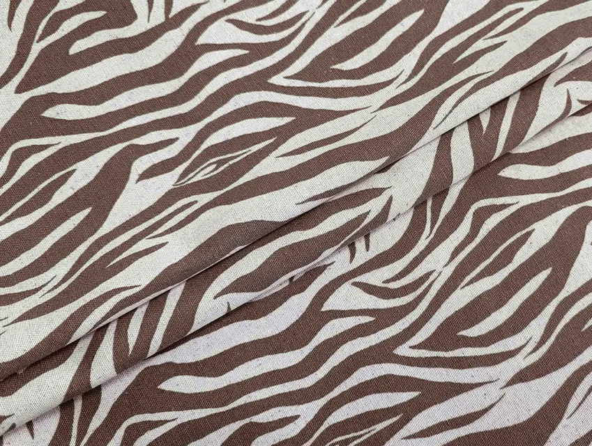 Лен с вискозой коричневый на бежевом - фото 1 - интернет-магазин tkani-atlas.com.ua