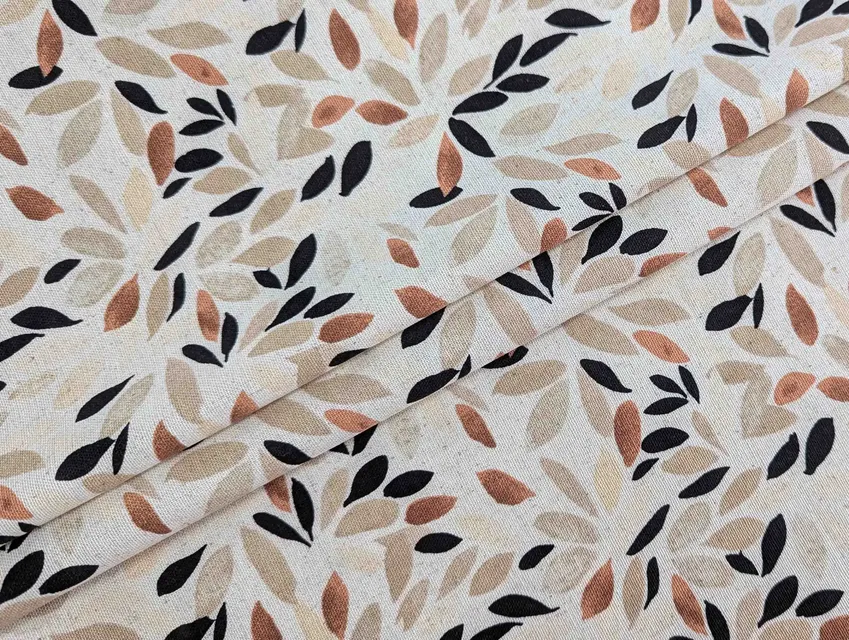 Лен с вискозой лиственный дуэт, многоцветовой - фото 1 - интернет-магазин tkani-atlas.com.ua