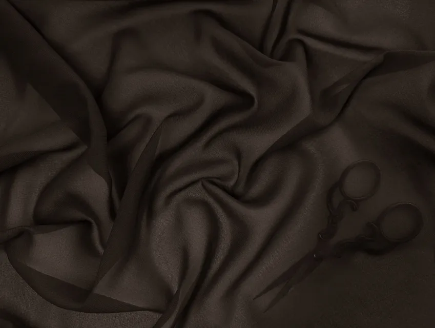 Шифон Винди темно-коричневый (отрез 2,5 м) - фото 1 - интернет-магазин tkani-atlas.com.ua