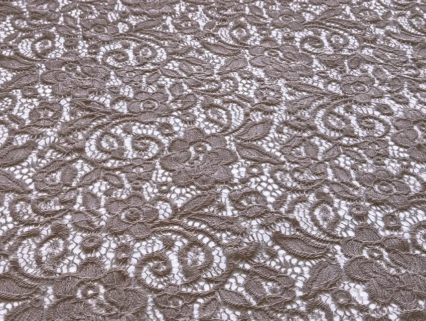 Гіпюр стрейч Класика квіткова ніжність, капучино (відріз 2 м) - фото 1 - інтернет-магазин tkani-atlas.com.ua