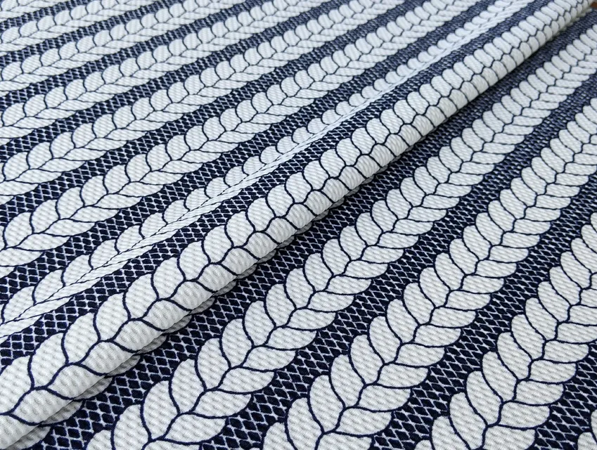 Трикотаж венский рисунок косичка, темно-синий (отрез 0,5 м) - фото 1 - интернет-магазин tkani-atlas.com.ua