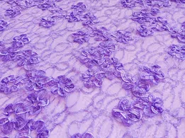 Гіпюр нарядний квітковий ансамбль 3д, бузковий (відріз 0,6 м) - інтернет-магазин tkani-atlas.com.ua