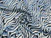 Шелк Армани акварельная абстракция, голубой с черным (отрез 2 м) - интернет-магазин tkani-atlas.com.ua