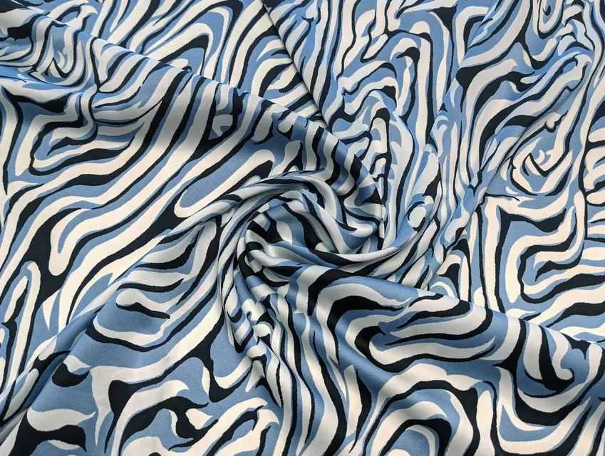 Шовк Армані акварель абстракції, блакитний с чорним (відріз 2 м) - фото 1 - інтернет-магазин tkani-atlas.com.ua