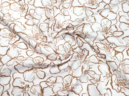 Штапель Бельмондо цветочные силуэты, молочный (отрез 1,4 м) - интернет-магазин tkani-atlas.com.ua