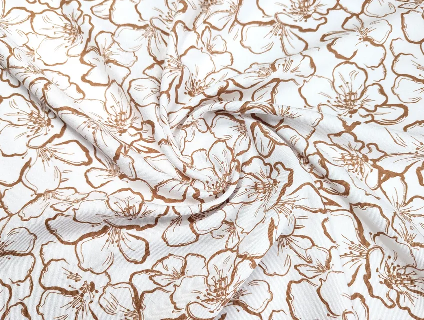 Штапель Бельмондо квіткові силуети, молочний (відріз 1,4 м) - фото 1 - інтернет-магазин tkani-atlas.com.ua