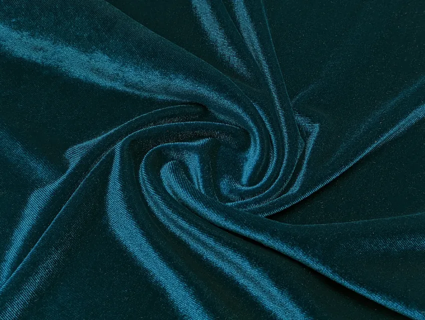 Бархат стрейч Венеция морская волна (отрез 1 м) - фото 1 - интернет-магазин tkani-atlas.com.ua