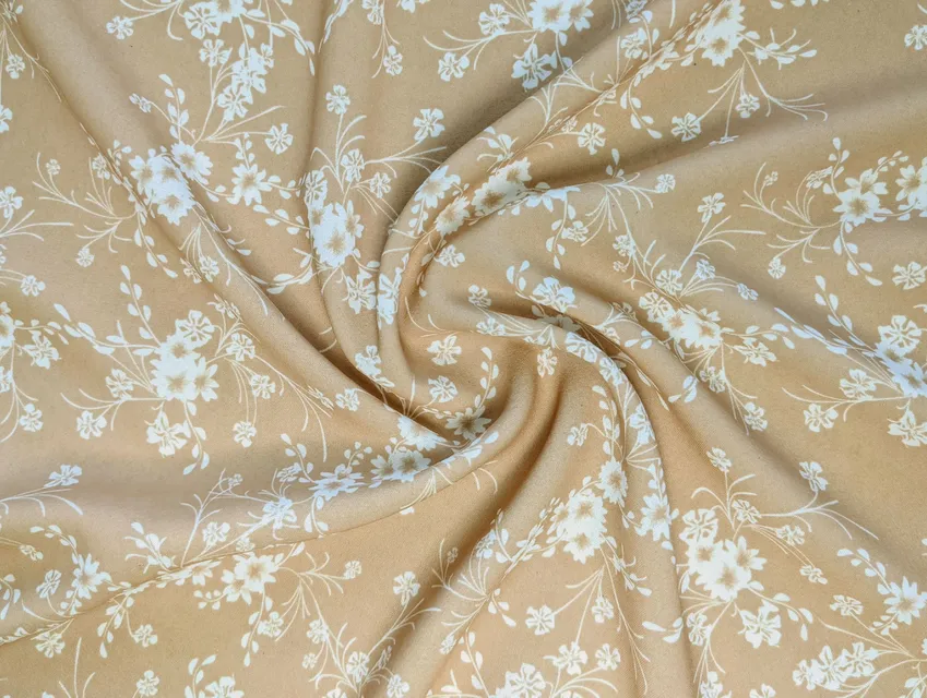 Дона креп квіткове плетіння, пісочний (відріз 2,2 м) - фото 1 - інтернет-магазин tkani-atlas.com.ua