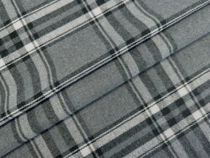 Коттон рубашечный клетка 95 мм, черный на сером (отрез 2,8 м) - фото 1 - интернет-магазин tkani-atlas.com.ua