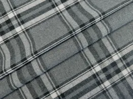 Коттон рубашечный клетка 95 мм, черный на сером (отрез 2,8 м) - интернет-магазин tkani-atlas.com.ua