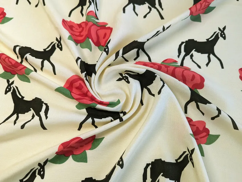 Штапель микс орнаментов, бежевый (отрез 2,5 м) - фото 1 - интернет-магазин tkani-atlas.com.ua